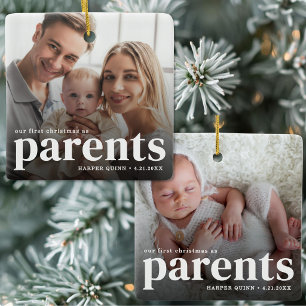 Our First Christmas As Parents 2 Photo Ceramic Ornament