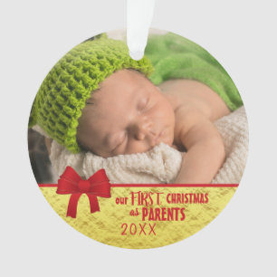 Our First Christmas as Parents Baby Photo Ornament