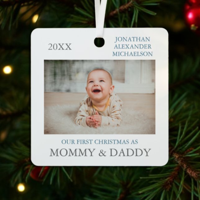 Our First Christmas As Parents Metal Ornament (Creator Uploaded)