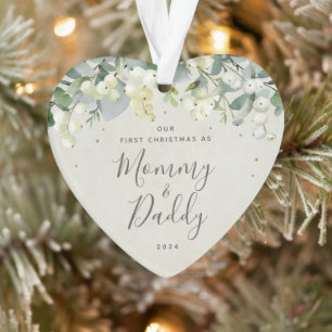 Our First Christmas as Parents Photo Heart Ornament