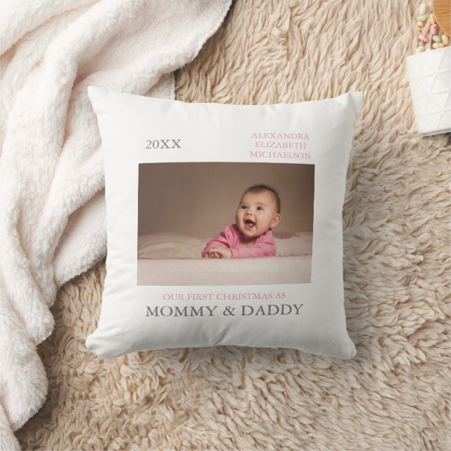 Our First Christmas As Parents Throw Pillow (Blanket)