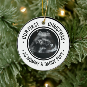 Our First Christmas as Parents Ultrasound Ceramic Ornament