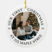 Our First Christmas at New Address – Round Photo