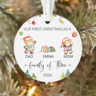 Our First Christmas Bear Family Personalized Ornament