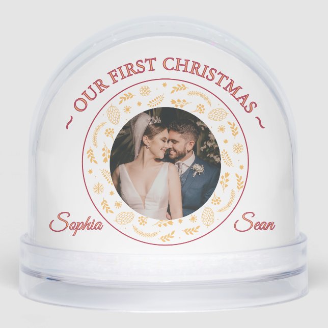 Our First Christmas Bible Verse Photo Snow Globe (Front)