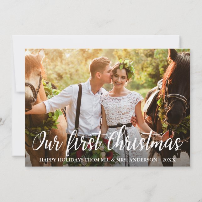 Our First Christmas Bride Groom Photo Card (Front)
