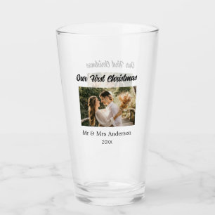 Our first Christmas couple photo name Mr & Mrs mod Glass