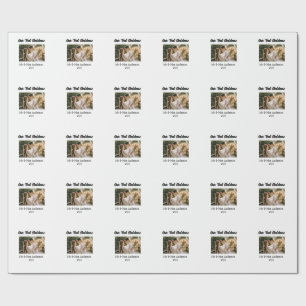Our first Christmas couple photo name Mr & Mrs mod Wrapping Paper