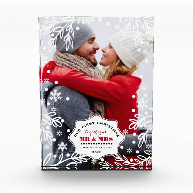 Our First Christmas. Custom Photo Block (Front)