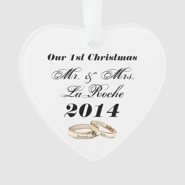 Our First Christmas Customizable Mr. & Mrs. Ornament (Front)