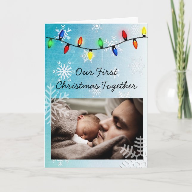 Our First Christmas, Daddy and Child Personalized Card (Front)