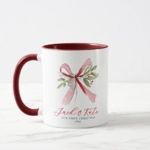 Our First Christmas Elegant Bow & Mistletoe