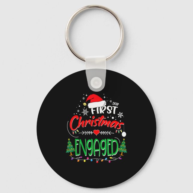 Our First Christmas Engaged 2021 1st Christmas  Keychain (Front)