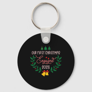 Our First Christmas Engaged 2023 Engagement Couple Keychain