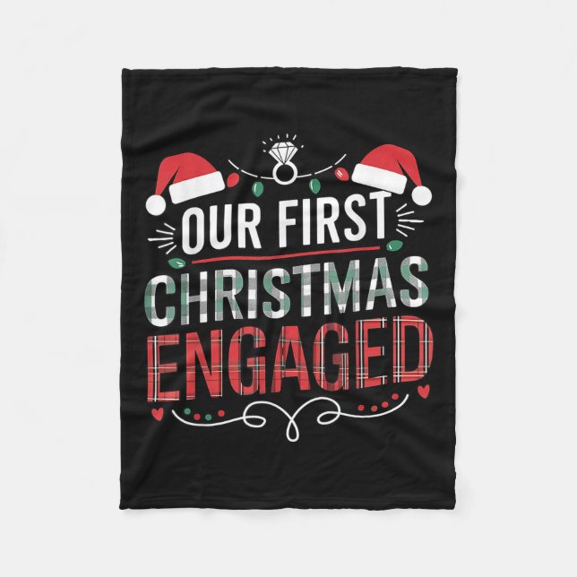 Our First Christmas Engaged 2024 Couples Pyjamas C Fleece Blanket (Front)