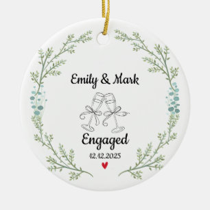 Our First Christmas Engaged Ceramic Ornament
