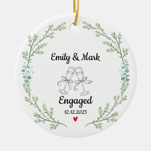 Our First Christmas Engaged Ceramic Ornament (Front)