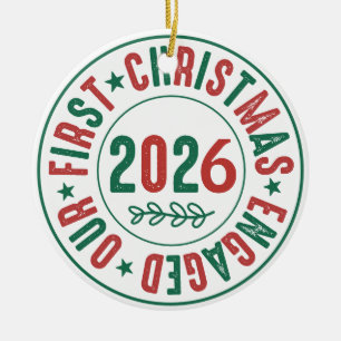 Our First Christmas Engaged Coffee Holiday  Ceramic Ornament