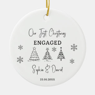 Our First Christmas Engaged Custom Engagement Gift Ceramic Ornament