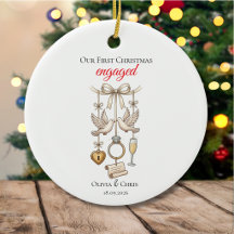 Our First Christmas Engaged Cute Ring Date Doves