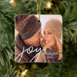 Our First Christmas Engaged Joy Gift  Ceramic Ornament<br><div class="desc">Our First Christmas Engaged Joy Ceramic Ornament. Personalize with your custom photo and year. A perfect gift for yourself,  family and friends this Christmas holiday season.</div>