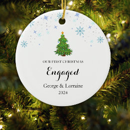 Our First Christmas Engaged Keepsake Snowflake Ceramic Ornament