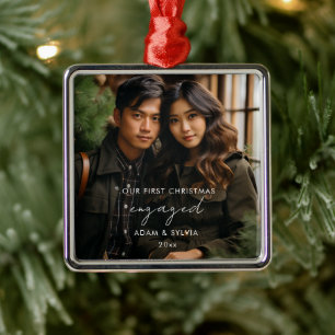 Our First Christmas Engaged Metal Ornament