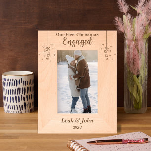 Our first Christmas engaged - personalized wood Etched Frames