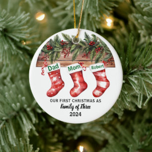 Our First Christmas Engaged photo Holiday Ceramic Ornament