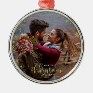 Our First Christmas Engaged Photo Ornament