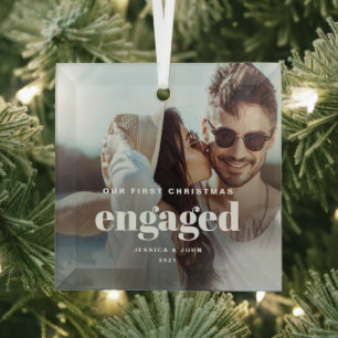 Our First Christmas Engaged Photo Ornament