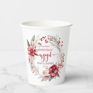 Our first Christmas Engaged wreath Paper Cups