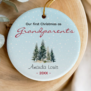 Our first Christmas grandparents green trees cute Ceramic Ornament