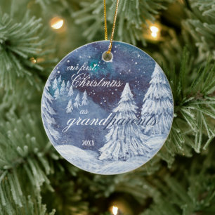 Our First Christmas Grandparents hand painted year Ceramic Ornament