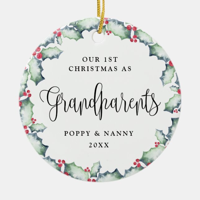 Our First Christmas-Grandparents, Photo Keepsake Ceramic Ornament (Front)