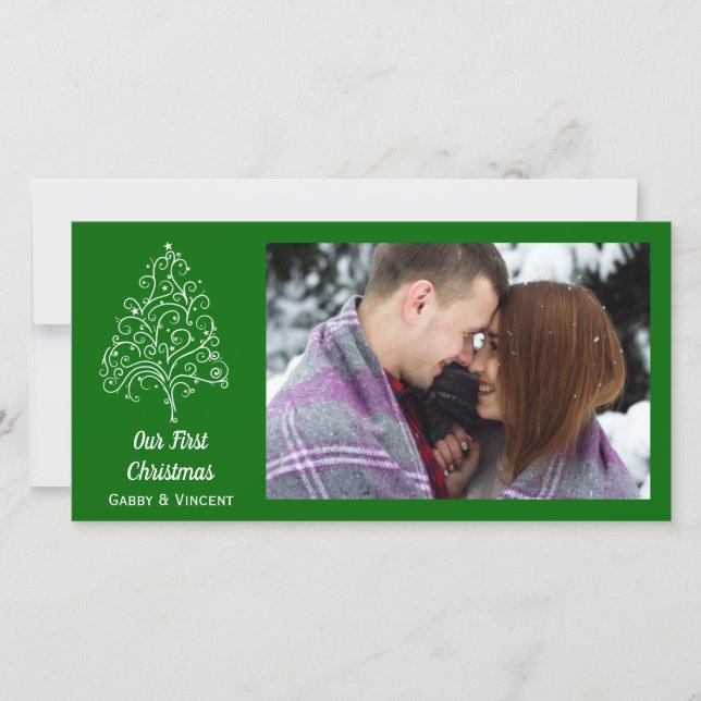 Our First Christmas Green Holiday Card (Front)