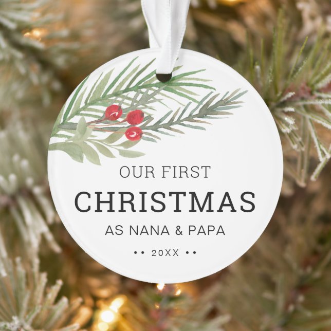Our First Christmas Greenery Photo Ornament (Tree)
