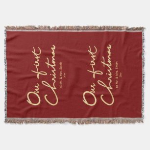 Our First Christmas Hand Lettered 1st Christmas Throw Blanket