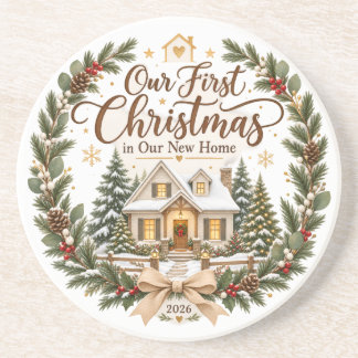Our First Christmas in Our New Home 2026 Ornament Coaster