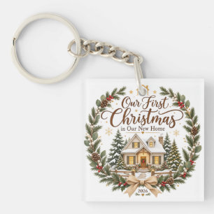 Our First Christmas in Our New Home 2026 Ornament Keychain