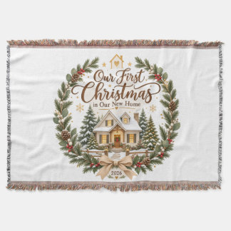 Our First Christmas in Our New Home 2026 Ornament Throw Blanket
