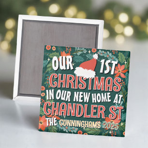 Our First Christmas in our New Home Bold Wreath Magnet