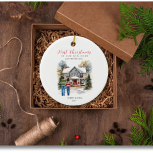 Our First Christmas in Our New Home Couple Ornamen Ceramic Ornament