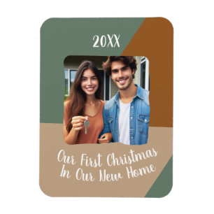Our First Christmas In Our New Home Custom Photo Magnet