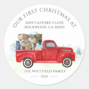 Our First Christmas in Our New Home for Holidays Classic Round Sticker