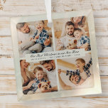 Our First Christmas In Our New Home Modern 4 Photo Glass Ornament<br><div class="desc">Design is composed of modern chic typography with sans serif and serif font. Add custom photos of family and new home and year.</div>