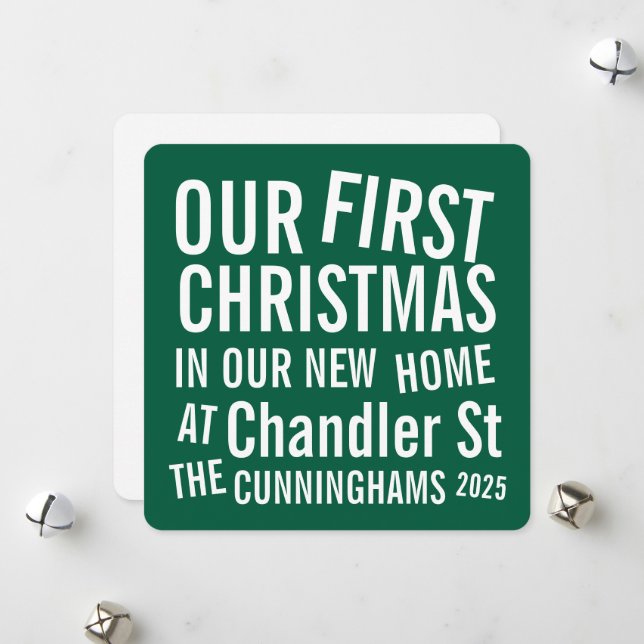 Our First Christmas in our New Home Modern Bold Holiday Card (Front/Back In Situ)