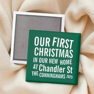 Our First Christmas in our New Home Modern Bold Magnet