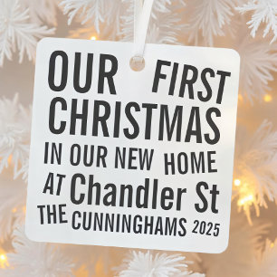Our First Christmas in our New Home Modern Bold Metal Ornament
