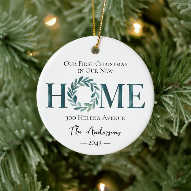 Our First Christmas in Our New Home Photo Ceramic Ornament (Tree)
